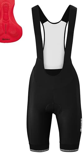 Gonso Sitivo W BIB, Kurze Damen Träger-Radhose, Mit Sitivo Red Comfort Sitzpolster, Hohe Bewegungselastizität und Antirutsch-Silikon-Beingummi, Enganliegende Passform, Schwarz/Rot, Gr.40