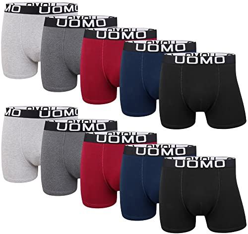 L&K 10-pack herr retroshorts, boxershorts, bomull, svarta, mångfärgade underkläder, 1116, Flerfärgad uppsättning F, L