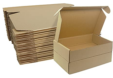 Klein Versandkartons, 230x160x50mm Maxibriefkartons für Postversand, Versandtaschen Warensendung, Braune Verpackungskartons für Geschäft, Aufbewahrung oder Geschenkbox, aus Wellpappe(25 Stück)