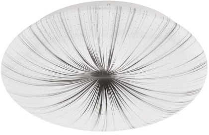 EGLO LED Deckenleuchte Nieves, Ø 31 cm, Kristalleffekt Deckenlampe aus Kunststoff und Metall, Wohnzimmerlampe in Weiß, Silber, Schlafzimmerlampe, LED Flurlampe Decke warmweiß