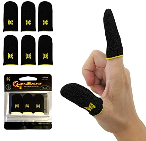 MGC ClawSocks 6 Pack Carbon, Gamer Finger & Thumb Sleeves, Mobile Gaming Stabilizer & Compression Support Black