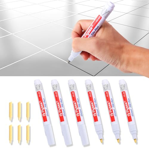 Rotulador de Pared para Lechada, 6 piezas Restaurador de Lechada de Pared Pluma de Relleno de Lechada, Rotulador de Pintura para Azulejos, Bolígrafo sellador para baños, cocina, Piso, Baño