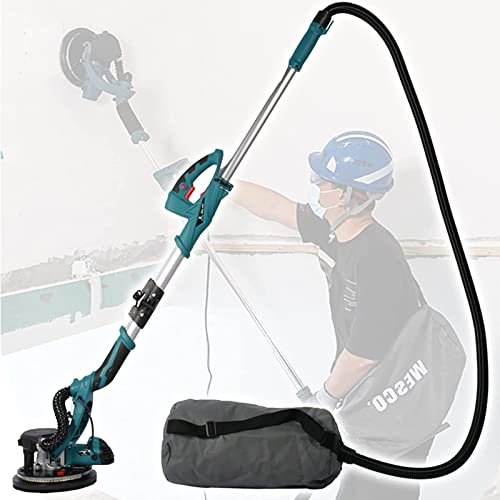 Lijadora para Paneles de Yeso con Cabezal Giratorio, Velocidad Ajustable, lijadora telescópica para Paredes secas de 1800 W con Sistema de vacío Integrado, lijadora de Pared de