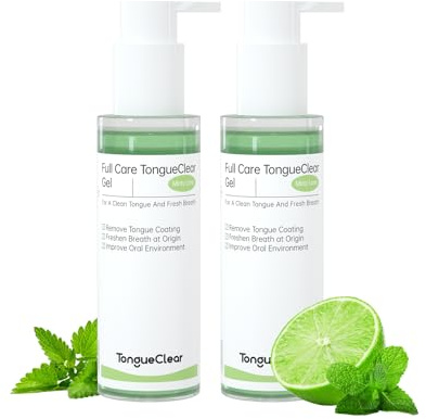 Tongueclear Tongue Cleaner Gel | Fresh Mint Tongue Cleaning Paste | Bad Breath and Halitosis | Mouth Odor Eliminator | Use with Tongue Brushes & Scrapers (2 Pack)…