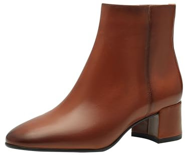 Tamaris Damen Absatzstiefelette Leder Blockabsatz bequem; COGNAC, EU 40
