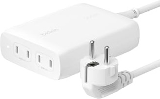 Belkin BoostCharge Pro 4-Port-USB-C-GaN-Ladegerät, 200-W-Schnellladegerät mit USB-C PD 3.1 und 1,5-m-Netzkabel für MacBook Pro, iPhone 17, iPhone Air, iPad, Galaxy S25, Pixel 10, Laptop