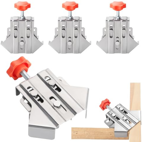 Fippy 4 abrazaderas de esquina para carpintería, abrazadera de ángulo recto de acero inoxidable 2024, abrazaderas de esquina de 90 grados para enmarcar fotos, armarios y soldadura de muebles