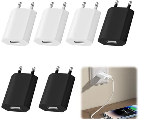 EuAcesry EuAcesry 6 Pack Cargador USB 5V 1A, Cabeza Carregador Charger Movil, Mini Cargador de Pared USB Adaptador de Corriente Movil, with i-Product XS MAX XR X 8, 7, 6, 6S, 5S Plus,Xiaomi, Samsung