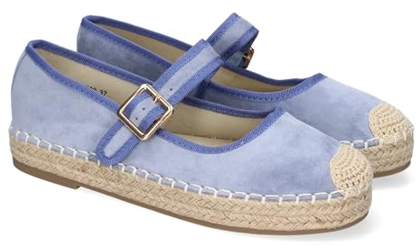 shoes&blues.es 91254 Bailarina Alpargata de Mujer con Yute, Diseno Moderno con Puntera Bordada y Cierre de Hebilla para un Ajuste Comodo, Ideales para Primavera-Verano. Azul Talla 38