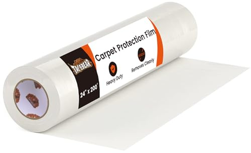 TAPEBEAR Película Protectora para Alfombras 60cm x 60m, Cubre Alfombras Autoadhesivo, Remoción Limpia Cobertor 37㎡, Protección para Pintura, Mudanzas