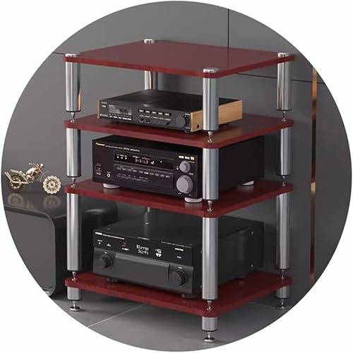 2/3/4-nivåer Hifi Rack Av-hylla Hifi Stand Record Player Stand Devices Skåp Ljudställ Med Stötdämpande Fötter Audio Video Komponenter, Rood, 60 * 48 * 80cm(4Tier)