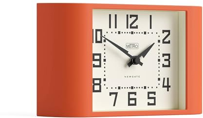Newgate® Mini Metro Orologio da scrivania | Orologio a mensola retrò | Arancione | Stile di metà secolo per scrivania, piano tavolo, mensola o comodino