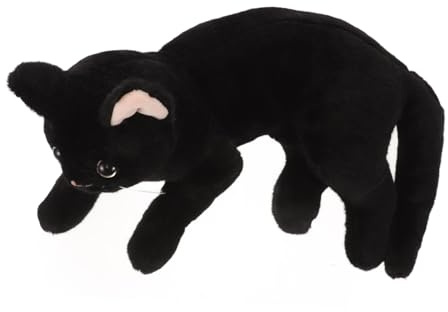 FOYTOKI Peluche Chat Noir RéAliste Jouet Doux Et Confortable pour Enfants DéCoration Maison Et Coussin Multifonction 11 Pouces