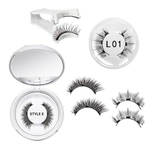 SanKristo Kit di 2 Paia di Ciglia Magnetiche con Applicatore, Ciglia Magnetiche Riutilizzabili Dall'aspetto Naturale, non Richiedono Colla, Ciglia Finte Comode e Sicure per Donne (Modello D-CX-E+ L01)
