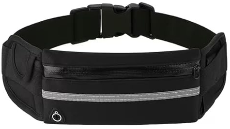 Ham-Hash Ultralätt sport midjeväska, vattentätt löpbälte för iPhone, Samsung, Huawei, Xiaomi universal justerbar fitness midjeväska med reflekterande ränder, blå, rosa, svart, 70-120 Centimeter
