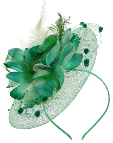 Hemobllo Chapeau Mariage Vert Vintage en Polyester Plume, Pinces à Cheveux Fascinatrices Confortables et Sécurisées, pour Mariages et Soirées Élégantes