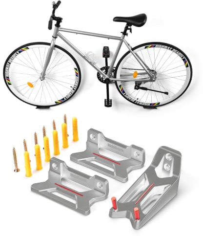 Rideback Bike Wall Mount for Garage, Pedal Hook with 2 Wheel Trays
