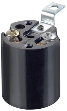 Leviton 1-Circuit 1-Piece Keyless Lamp Holder, 660W, Incandescent, Medium, 3352-F, Black