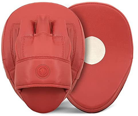 Lions Curved Focus Pads Hook & Jabs Gloves Punch Bag Mitts Boxing MMA Kick Training (Red)