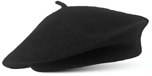 Black French Wool Beret Hat - Classic Stretchable - One Size Fits Most - Solid Color - Stylish Chic Parisian