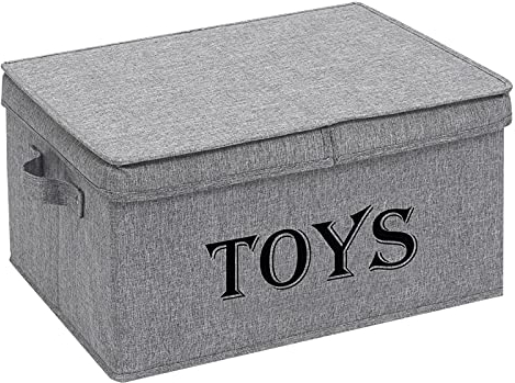 Xbopetda Toy Storage Organizer Chest for Kids & Living Room, Nursery, Playroom, Closet etc. –Large Collapsible Toys Bin with lid for Children & Dog Toys, Great Box for Boys and Girls-Snow Gray