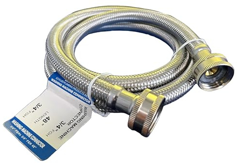 EZ-Fluid 48 Portable Washing Machine Supply Hose,Appliances Hose,Burst Proof Braided Stainless Steel Metal Washing Machine Hoses Connector,Also Fits In-house Washing Machine (1 PC)
