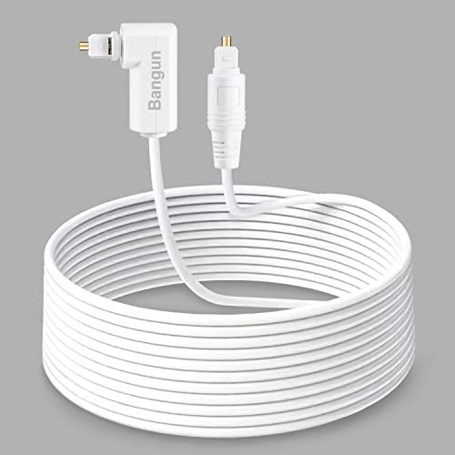 White Optical Audio Cable 30ft, Slim 90 Degree Digital Audio Optical Cord, SPDIF Toslink Optical Cable, Right Angle Fiber Optic Audio Cable, Digital Sound Cable for Sound Bar/TV/PS4/Xbox/Home Theater