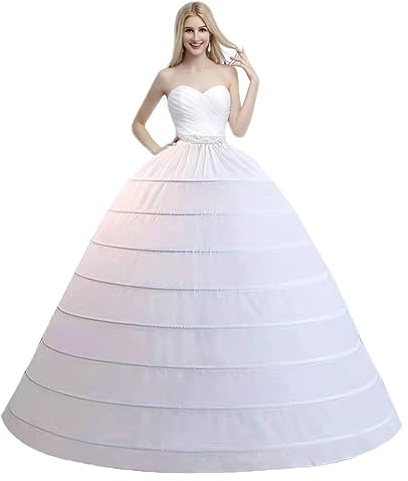 Hazhlko Women's 8 Hoops Super Puffy White Petticoats Half Slip Skirt Floor Length Underskirt for Wedding Ball Prom Quinceanera Dresses