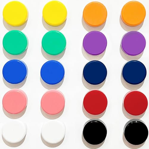 DARUITE Fridge Magnets, 20 Pack 10 Colors Whiteboard Magnets,Round Colorful Strong Magnets Small Magnets for Whiteboards, Office, Kitchen, Crafts