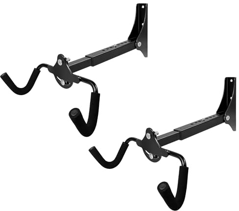 Emeroll Foldable Bike Wall Mount Rack, Bicycle Rack Storage, Horizontal Bicycle Storage Hanger Adjustable Bike Hanging Hook, Heavy Duty Bike Rack Hook Holder Mounted Garage Indoor or Home （2 Pack）