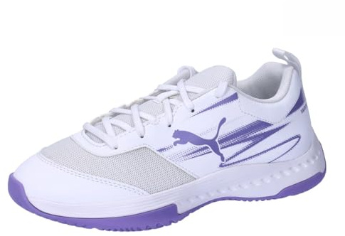 PUMA Unisex Youth VARION II JR Indoor Court Shoe, PUMA White-Lavender Alert, 1 UK
