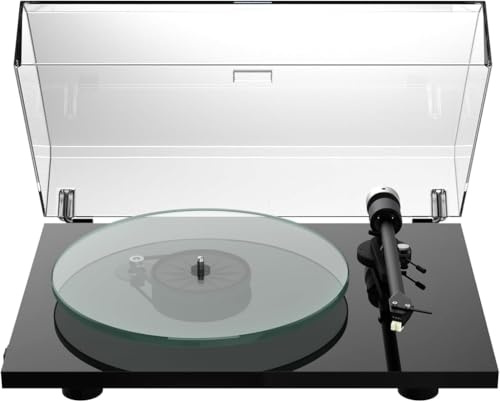 Pro-Ject T2 Hi-Fi-skivspelare med Sumiko Rainier och glasfat (högglansig svart)
