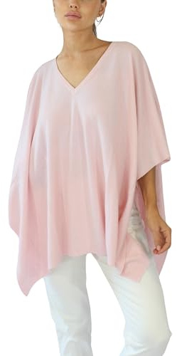 Win's Kashmirponcho – tillverkad i Italien, Blekrosa, One size