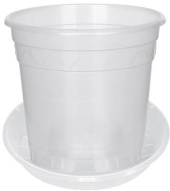 meindekoartikel 5-Sets Orchideentopf mit Untersetzer Pflanztopf Blumentopf aus Kunststoff - milchig, transparent ● 5 Töpfe und 5 Untersetzer ● (Orchideentopf Ø 16)