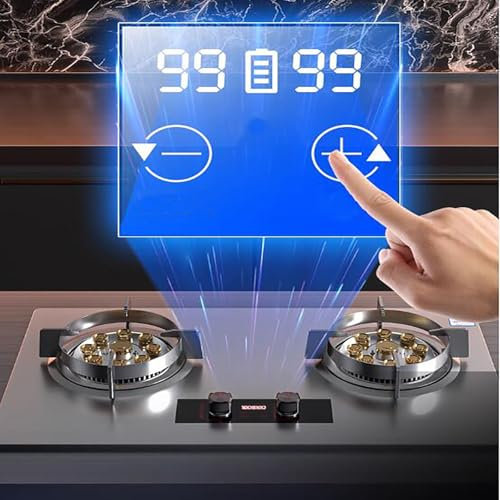 Cuisiniere Gaz Double 8.5 KW - Cuisinières À Gaz Table Et Encastrées, Cuisinière À Gaz Bilatérale Intelligente À Synchronisation Indépendante, Cuisinière À Gaz À Double Protection Sécurité(NG)