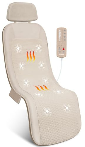 Tappetino massaggiante per tutto il corpo, massaggiatore per la schiena con calore e vibrazioni, cuscino massaggiante, 10 motori a vibrazione, 2 livelli di riscaldamento, pieghevole, idea regalo