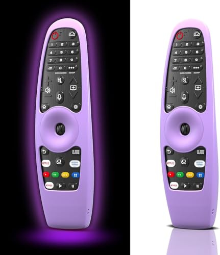 Funda de silicona para an mando a distancia LG TV Glow in The Dark, funda para mando a distancia LG Smart TV - Pack de 2 (violeta luminoso)