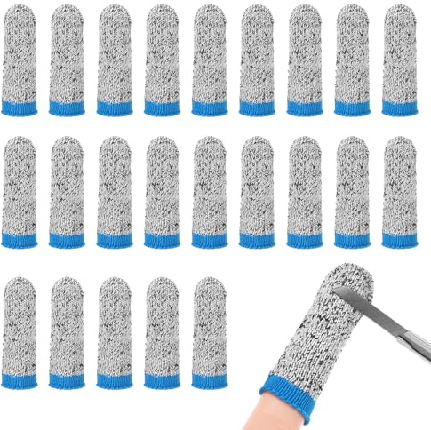 M METERXITY 60Pcs Fundas Para Dedos Resistente A Cortes Reutilizables Fundas Protectoras Para Dedos Para Escultura/Cocina/Jardín Fundas Para Pulgares De Fibra HPPE [2.8 Azul Gris]