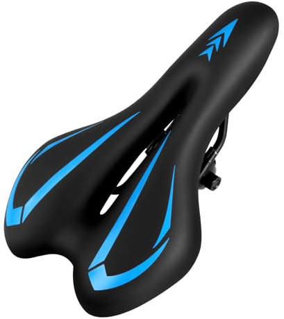 MSDADA Selle de vélo en Gel pour Homme et Femme - Imperméable - Confortable - Coussin Doux - pour vélo de Route, VTT, vélo d'appartement, vélos de Ville (Bleu)