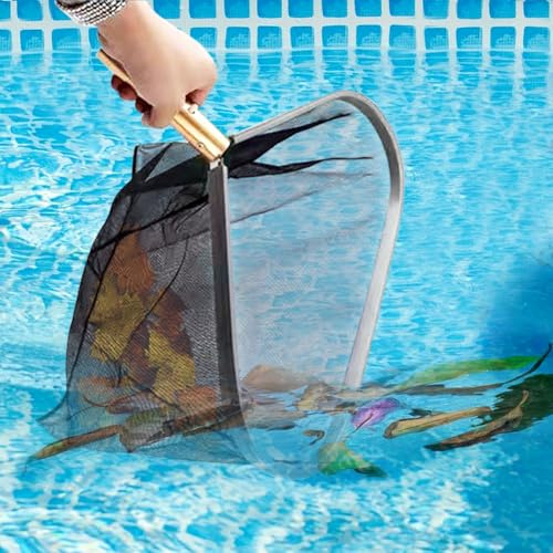 ZJILIXIA Épuisettes de Piscine,Professionnelle Piscine Épuisette,ÉPuisette De Surface pour Piscine,Lourd Fardeau Filet Profond avec Cadre en Aluminium,Epuisette Aquarium pour Piscine,étang,Spa (Noir)
