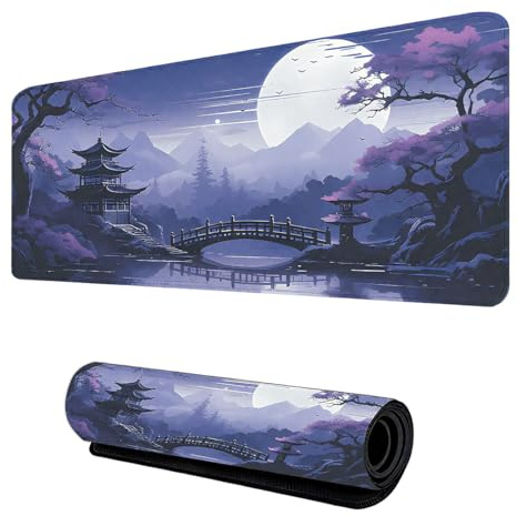 AYVRUOP 1 Pieza Gaming Alfombrilla de Ratón, Pintura de Tinta Japonesa Gaming Alfombrilla de Ratón, 300x800x2mm, Regalos