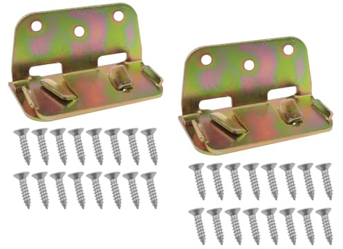 Xhziy 2 Set Thicken Furniture Bed Hinge Bed Hanging Sheet Invisible Bed Connectors Bed Rail Fittings Metal Bed Rail Fasteners with Screws