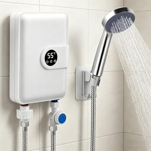Scaldabagno istantaneo mini da 5500 W 220 V, scaldabagno elettrico sottolavello con display LCD della temperatura, scaldabagno istantaneo a controllo elettronico per doccia, bagno e cucina