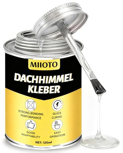 Miioto Colle pour Ciel de Toit, Colle Neoprene Extra Forte, colle Ciel de toit Voiture, Adapté aux Toits, Intérieurs et Sièges, Durcissement Rapide, 120ml