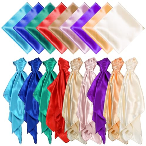 Caeuiciw 9 Pcs Fabric Play Scarves 35 x 35 Inch Rainbow Play Dance Scarves Creative Pretend Juggling Dress(Classic Colors)