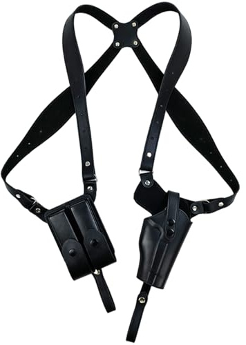 Fundas para Armas, Fundas de Hombro Ajustables de Cuero PU para Transporte Oculto con Bolsa de Cargador Doble para Caza, Cosplay, Pistola al Aire Libre