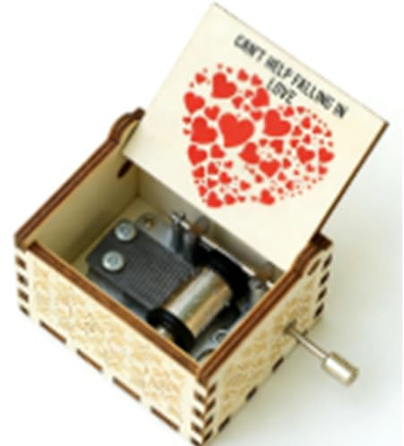 Romantico Carillon in Legno Mini Carillon a Manovella Inciso a Mano per Donna, Decorazione Vintage per in Legno (Modello a Forma di Cuore)