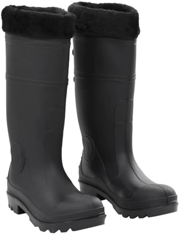 QUAHEAS Bottes en caoutchouc avec doublure intérieure amovible, imperméable en PVC, semelle antidérapante, taille 39, noires, idéales pour la pêche, la chasse, l'extérieur et les inondations