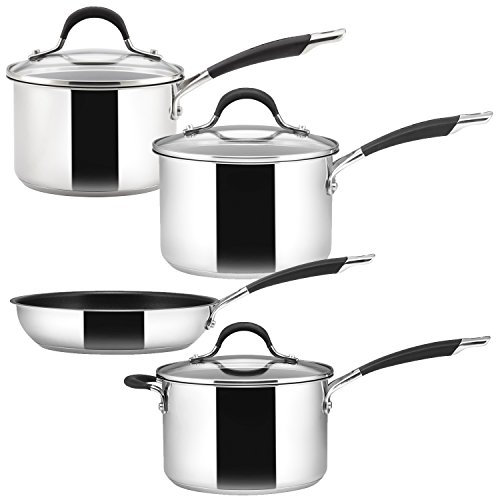 Circulon Stainless Steel Saucepan and Frying pan, Set of 4, 4 Piece Set