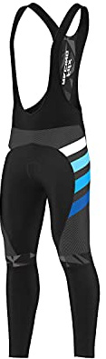 FDX Men’s Cycling Bib Tights – Italian Roubaix Fabric, Padded, Breathable, Quick Dry Thermal Bike Cycling Bib Pants – Equin Winter Bicycle Riding Trouser, Biking Leggings(Blue-2XL)